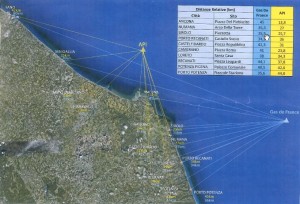 distanze del rigassificatore API dalle città della costa